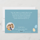 "Happy Easter" blauwe Paaskrans Custom Foto Feestdagenkaart (Achterkant)