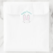 Happy Easter blauwgroen, schattig Easter Bunny aan Ronde Sticker (Tas)