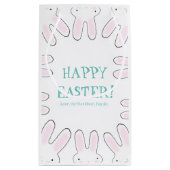 Happy Easter blauwgroen witte schattige bunny bunn Klein Cadeauzakje (Achterkant)