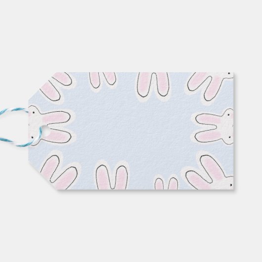 Happy Easter bleek blauw leuk grappig piekerkonijn Cadeaulabel (Achterkant Horizontaal)