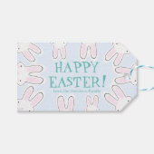 Happy Easter bleek blauw leuk grappig piekerkonijn Cadeaulabel (Voorkant (Horizontaal))