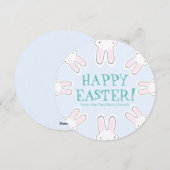 Happy Easter bleek blauw schattige grappige bundel Feestdagenkaart (Voorkant / Achterkant)