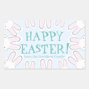 Happy Easter bleek blauw schattige grappige bundel Rechthoekige Sticker