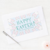 Happy Easter bleek blauw schattige grappige bundel Rechthoekige Sticker (Envelop)