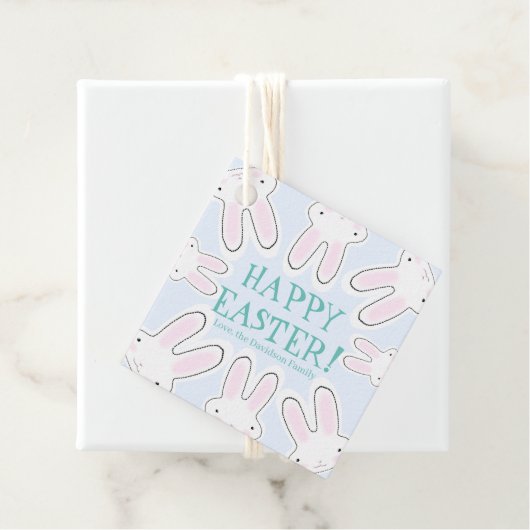 Happy Easter bleek blauw schattige piepende broodj Bedankjes Labels (In situ)