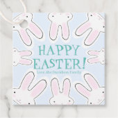 Happy Easter bleek blauw schattige piepende broodj Bedankjes Labels (Voorkant)