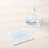 Happy Easter bleek blauw schattige piepende broodj Kartonnen Onderzetters (Insitu)