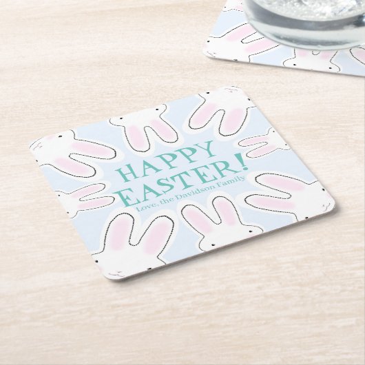 Happy Easter bleek blauw schattige piepende broodj Kartonnen Onderzetters (Schuin)