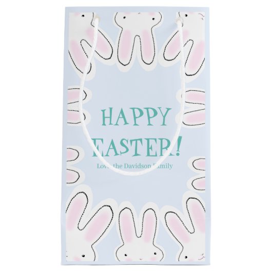 Happy Easter bleek blauw schattige piepende broodj Klein Cadeauzakje (Voorkant)