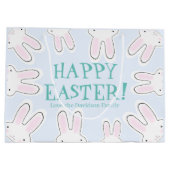 Happy Easter bleek blauwe schattige konijnen grapp Groot Cadeauzakje (Achterkant)