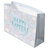 Happy Easter bleek blauwe schattige konijnen grapp Groot Cadeauzakje (Achterkant Gekanteld)