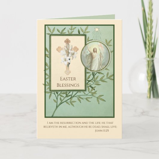 Happy Easter Blessings Prayer Reurrection Feestdagen Kaart (Voorkant)