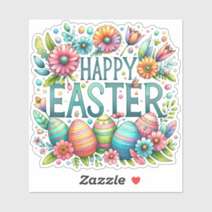 Happy Easter Bloemen Groet Springtime Fun Sticker