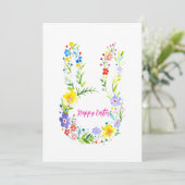 Happy Easter bloemenkonijn Kaart (Staand voorkant)