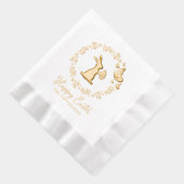 Happy Easter Bloemenkrans Bunny Vlinders Naam Folie Servetten (Rechts)