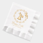 Happy Easter Bloemenkrans Bunny Vlinders Naam Folie Servetten (Links)