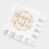 Happy Easter Bloemenkrans Elegant Script Folie Servetten (Links)