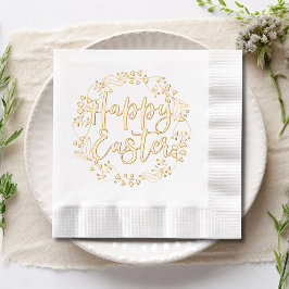 Happy Easter Bloemenkrans Elegant Script Folie Servetten