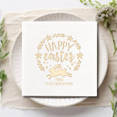 Happy Easter Bloemenkrans gepersonaliseerde naam Folie Servetten