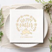 Happy Easter Bloemenkrans gepersonaliseerde naam Folie Servetten