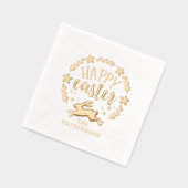 Happy Easter Bloemenkrans gepersonaliseerde naam Folie Servetten (Links)