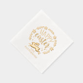 Happy Easter Bloemenkrans gepersonaliseerde naam Folie Servetten (Rechts)