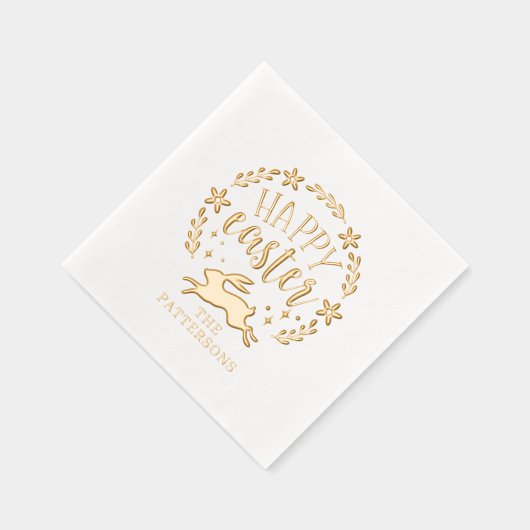Happy Easter Bloemenkrans gepersonaliseerde naam Folie Servetten (Rechts)