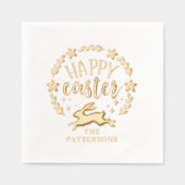 Happy Easter Bloemenkrans gepersonaliseerde naam Folie Servetten (Voorkant)