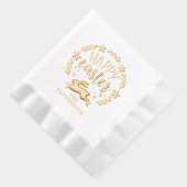 Happy Easter Bloemenkrans gepersonaliseerde naam Folie Servetten (Rechts)