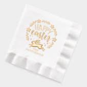 Happy Easter Bloemenkrans gepersonaliseerde naam Folie Servetten (Links)