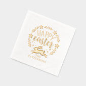 Happy Easter Bloemenkrans gepersonaliseerde naam Folie Servetten (Links)