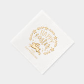 Happy Easter Bloemenkrans gepersonaliseerde naam Folie Servetten (Rechts)