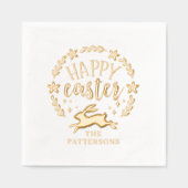 Happy Easter Bloemenkrans gepersonaliseerde naam Folie Servetten (Voorkant)