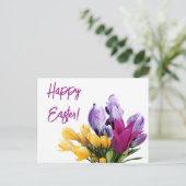 Happy Easter bloemige kleurrijke lentebloem Feestdagenkaart (Staand voorkant)