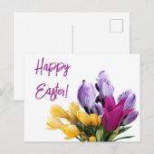 Happy Easter bloemige kleurrijke lentebloem Feestdagenkaart (Voorkant / Achterkant)