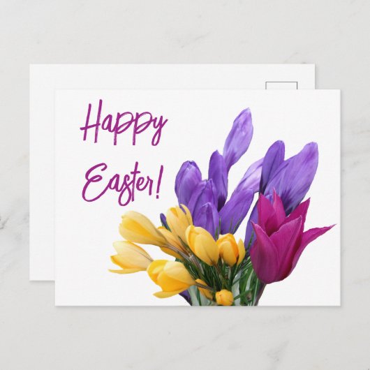 Happy Easter  bloemige kleurrijke lentebloem Feestdagenkaart (Voorkant / Achterkant)