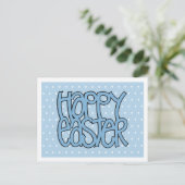 Happy Easter blue dot Briefkaart (Staand voorkant)