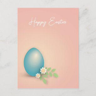 Happy Easter Blue Egg in roze Briefkaart