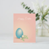 Happy Easter Blue Egg in roze Briefkaart (Staand voorkant)