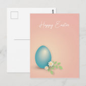 Happy Easter Blue Egg in roze Briefkaart (Voorkant / Achterkant)