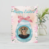 Happy Easter - blue egg with photo option Kaart (Staand voorkant)
