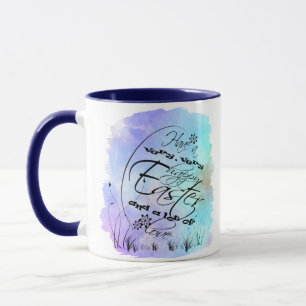 Happy Easter Blue Paars Calligraphy Illustration Mok
