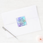Happy Easter Blue Paars Calligraphy Illustration Vierkante Sticker (Envelop)
