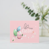 Happy Easter Blue Pink Green Egg Groet Briefkaart (Staand voorkant)