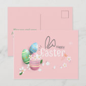 Happy Easter Blue Pink Green Egg Groet Briefkaart (Voorkant / Achterkant)