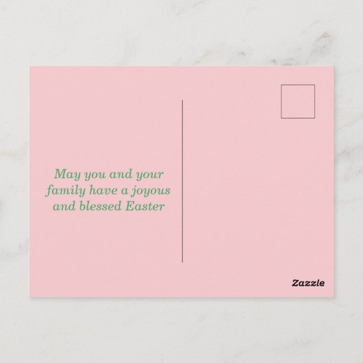 Happy Easter Blue Pink Green Egg Groet Briefkaart (Achterkant)