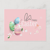 Happy Easter Blue Pink Green Egg Groet Briefkaart (Voorkant)