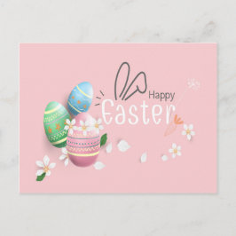 Happy Easter Blue Pink Green Egg Groet Briefkaart