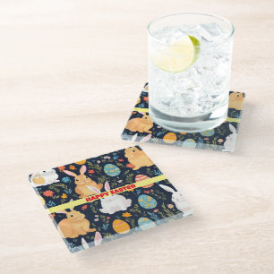 Happy Easter Boho Bunny Collectie Glazen Onderzetter