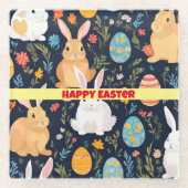 Happy Easter Boho Bunny Collectie Glazen Onderzetter (Voorkant)